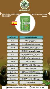 ماکرولیف  NPK ۲۰-۲۰-۲۰+TE+۳SW - Image 2
